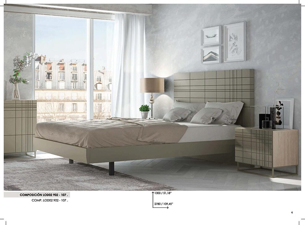 Light gray special order contemporary bed by Fenicia Spain