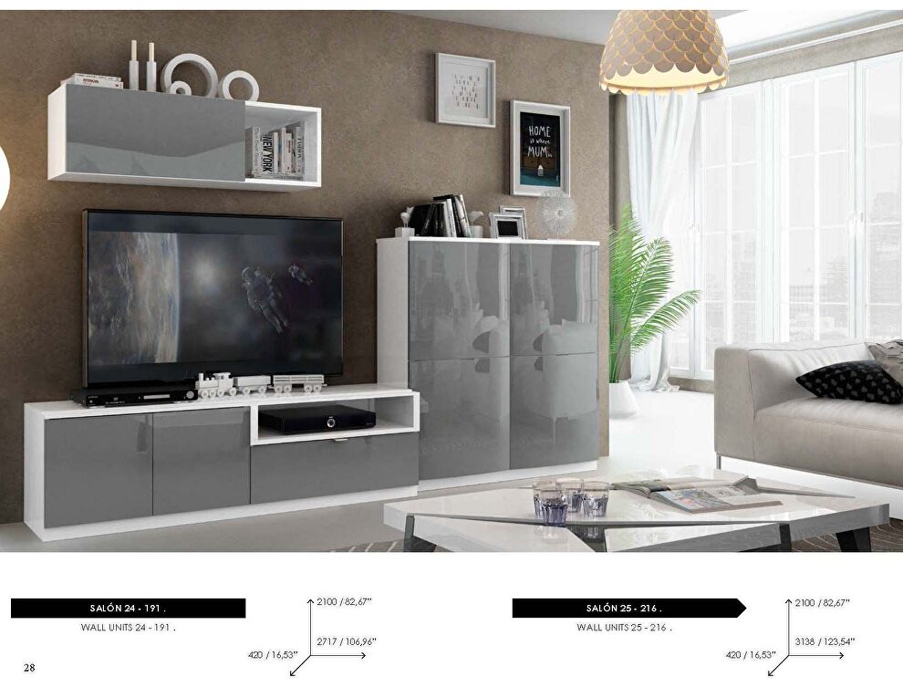 Special order contemporary wall-unit in gray / white by Fenicia Spain