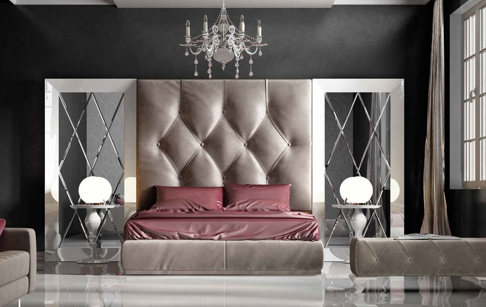 Beige fabric storage bed by Franco Spain