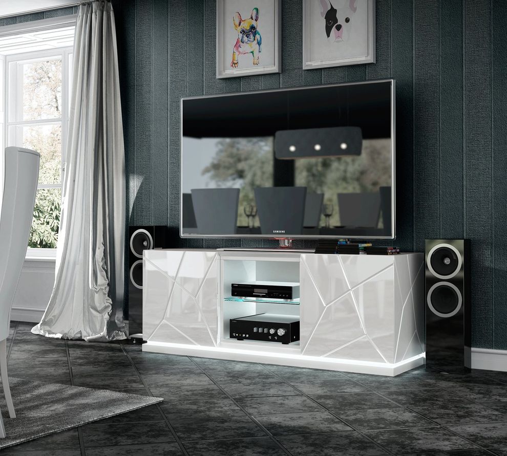 Contemporary White EU-made high-gloss TV-Stand by Franco Spain