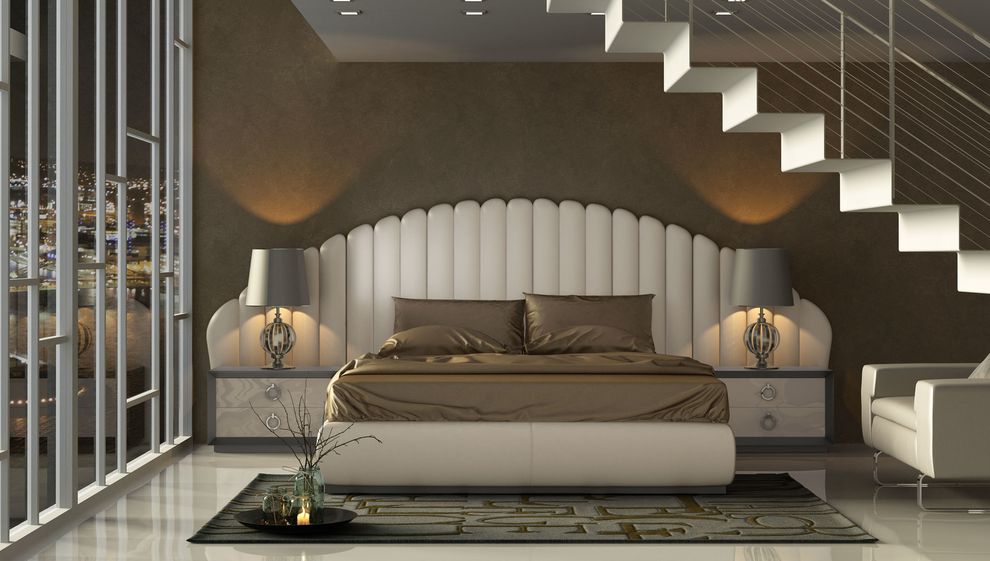 Tiered panels headboard EU-made special order full bed by Franco Spain