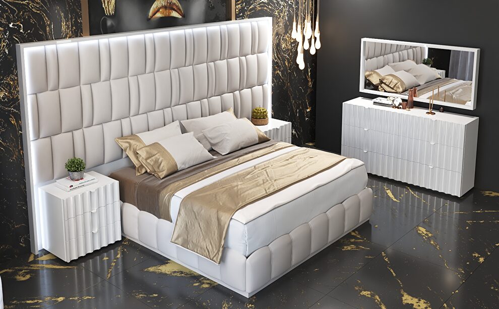 High led headboard stylish European king size bed by Franco Spain