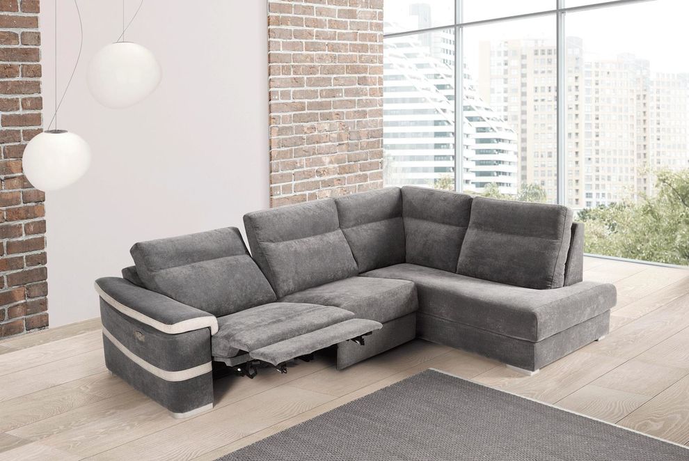 European stylish gray recliner sectional sofa by Franco Spain