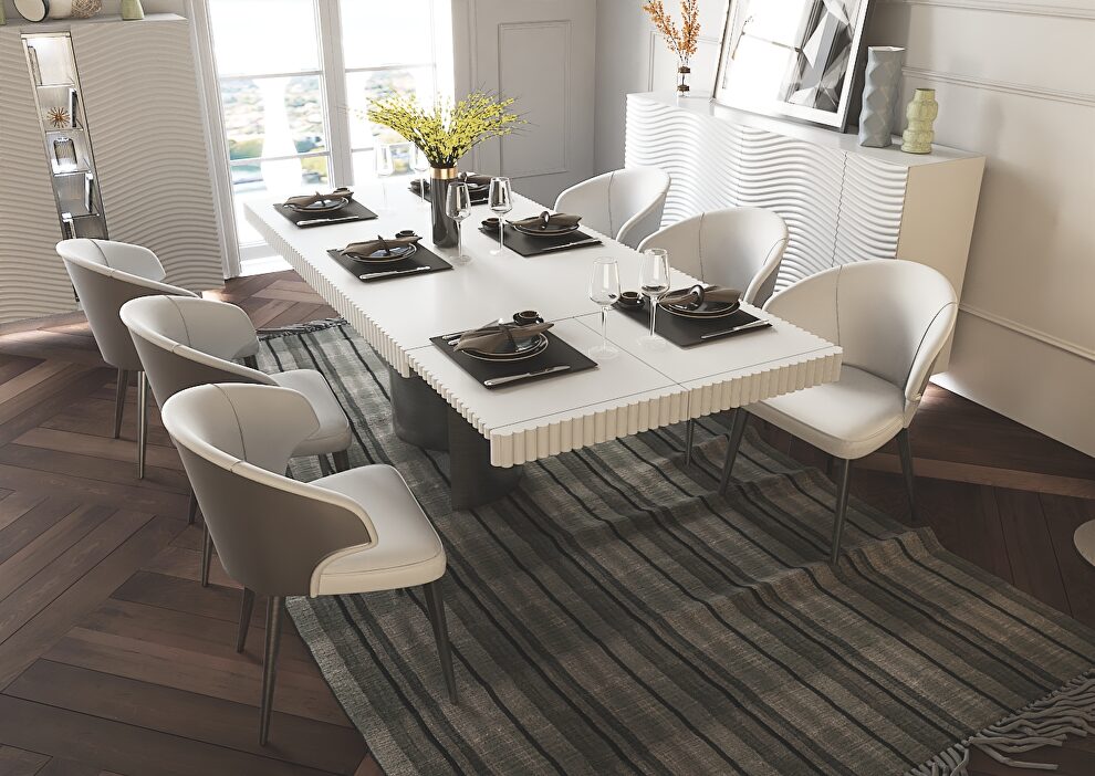White gloss Spain-made dining table in wave pattern by Franco Spain