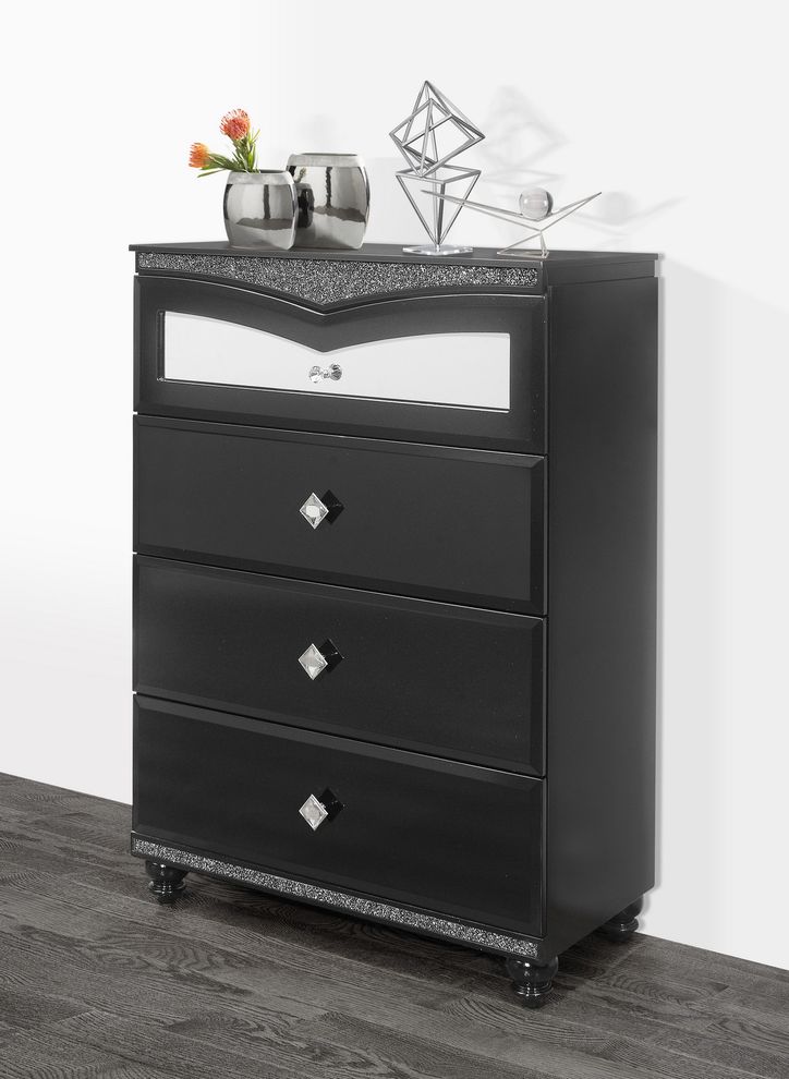 Black glossy art deco design chest by Global