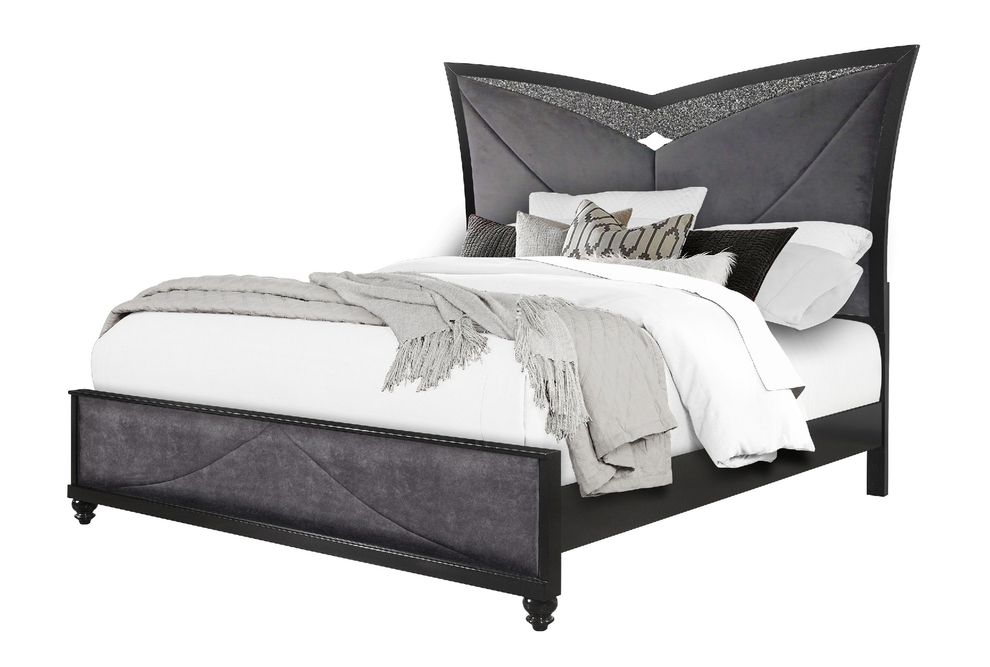 Black glossy art deco design full bed by Global