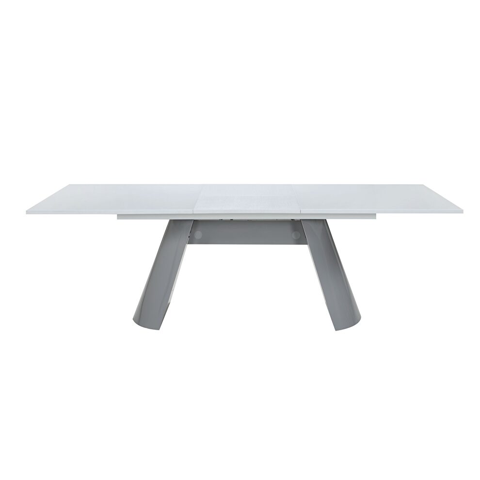 Extension white / gray contemporary dining table by Global