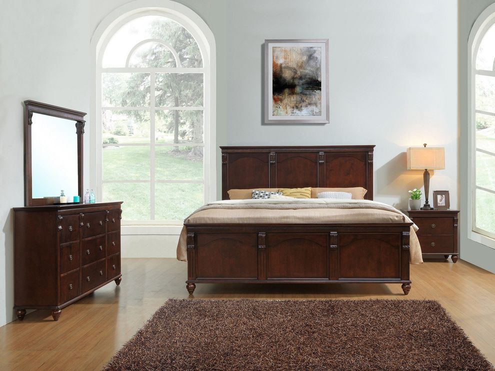 Classic mahogany finish style king size bed by Global