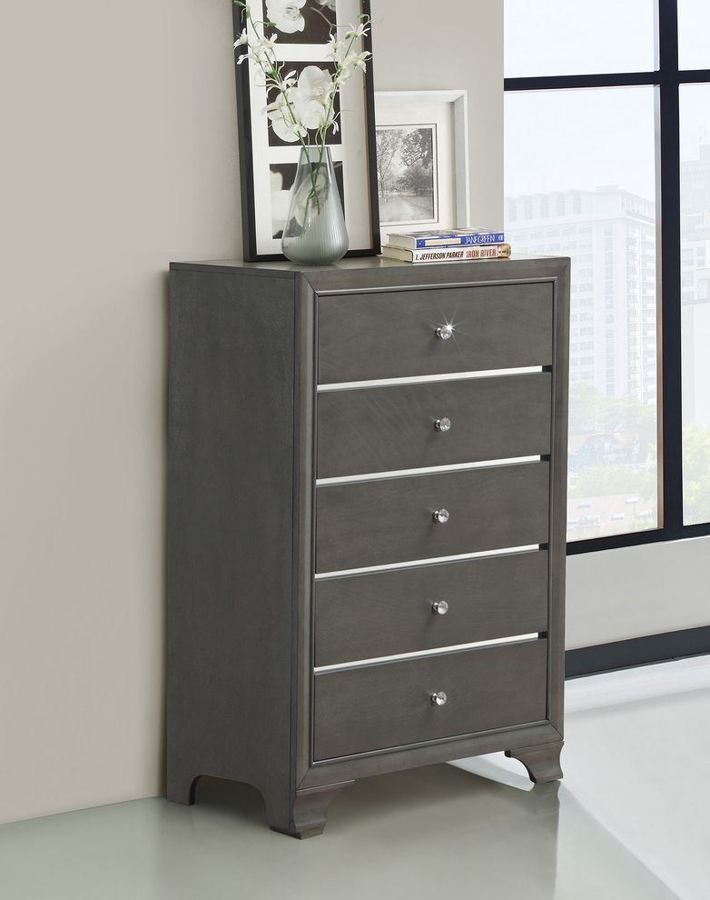 Simple light gray wood veener chest by Global