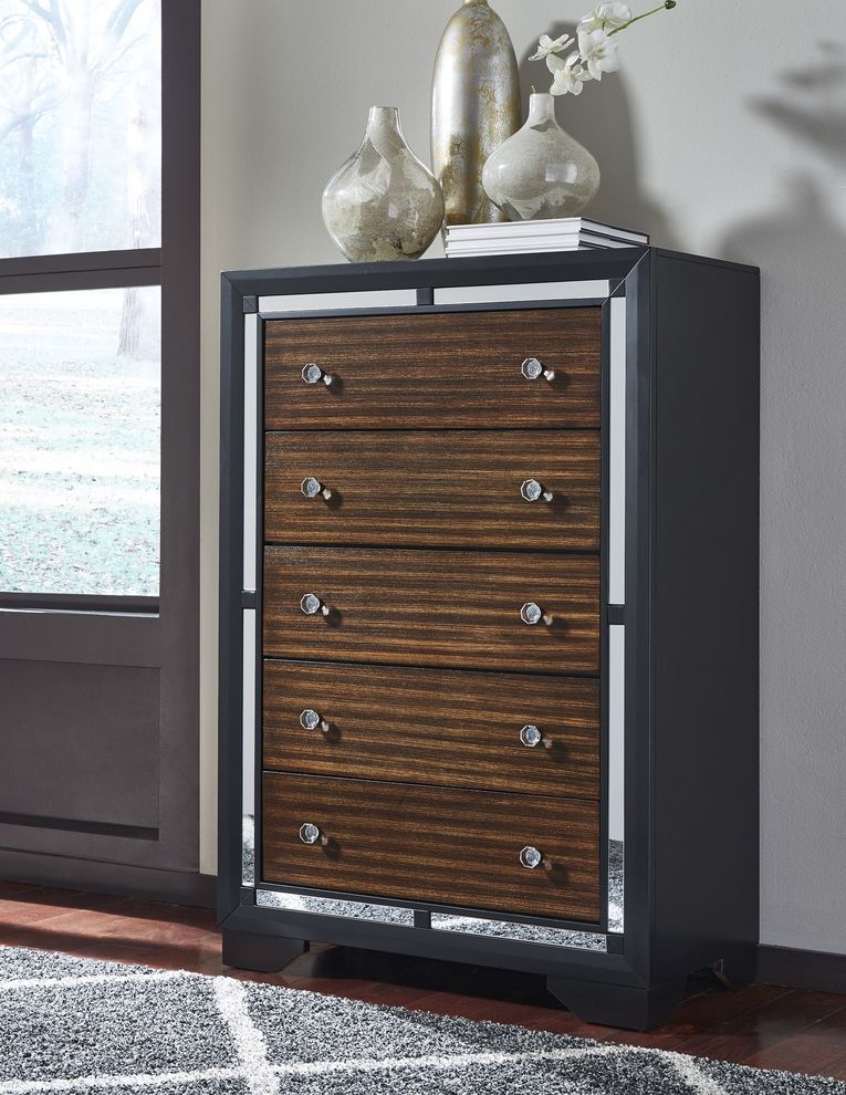 Brown/cherry two toned modern style chest by Global
