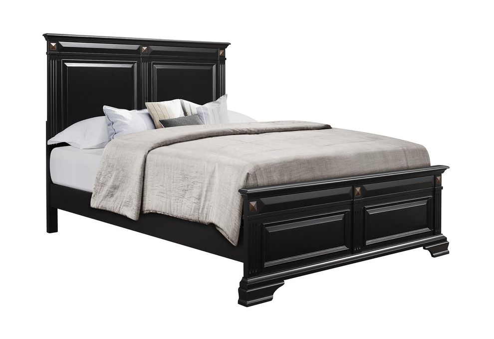 Antique black finish traditional full bed by Global