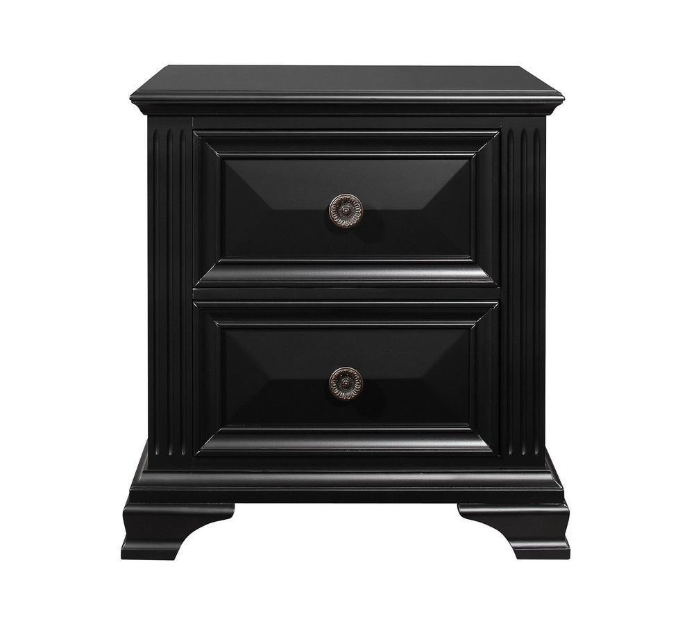 Antique black finish classic nightstand by Global