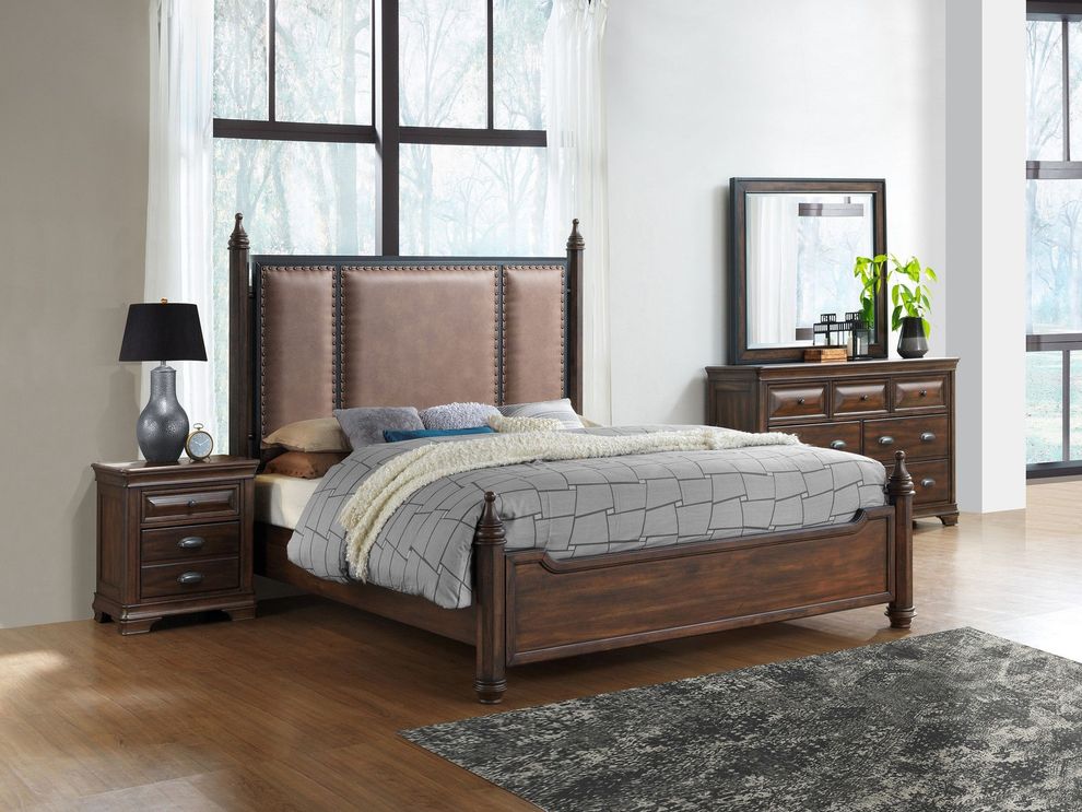 Rustic two-toned brown classic king bed by Global