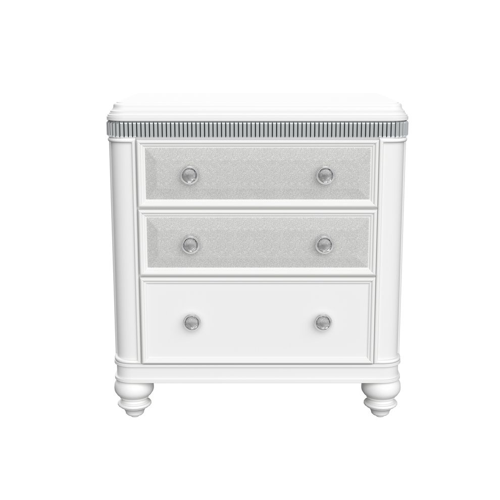 Elegant white / silver chic style nightstand by Global