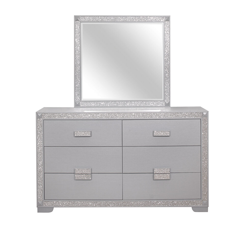 Glam style silver dresser by Global