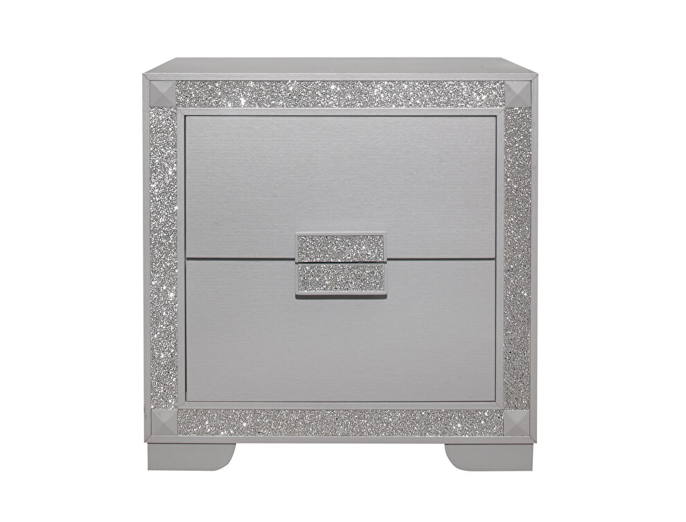 Glam style silver nightstand by Global
