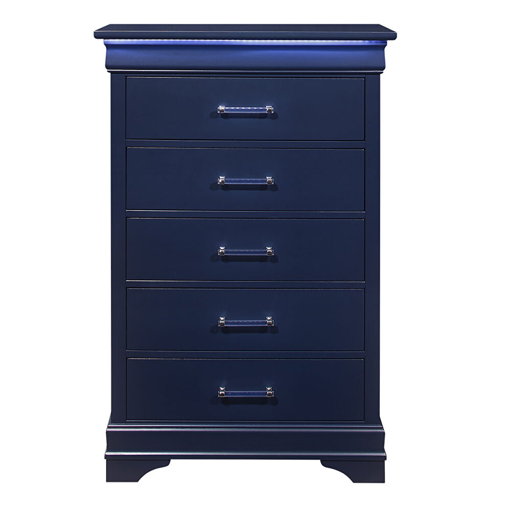 Rubberwood casual style blue chest by Global