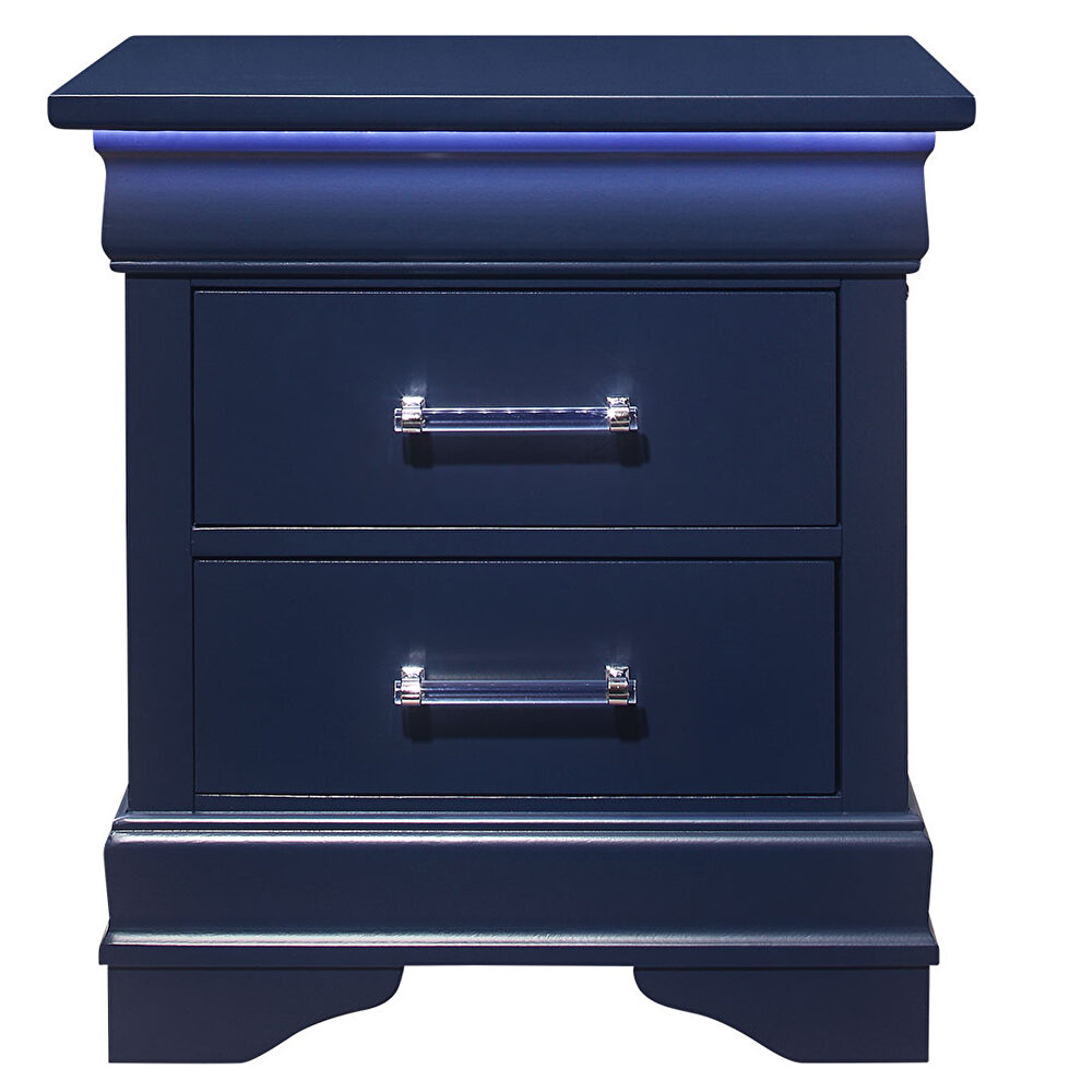 Rubberwood casual style blue nightstand by Global