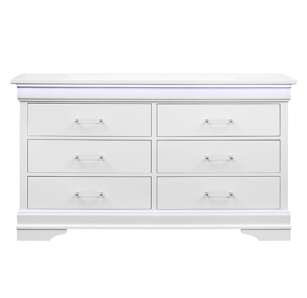 Rubberwood casual style white dresser by Global