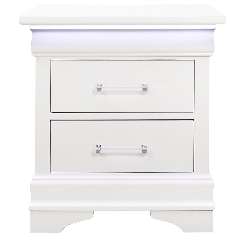 Rubberwood casual style white nightstand by Global