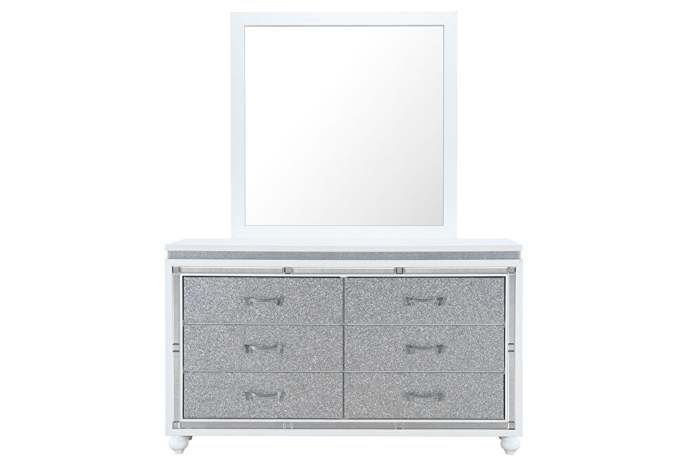 White dresser with crystals in glam style by Global