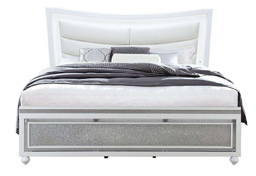 White king bed with crystals and led in glam style by Global