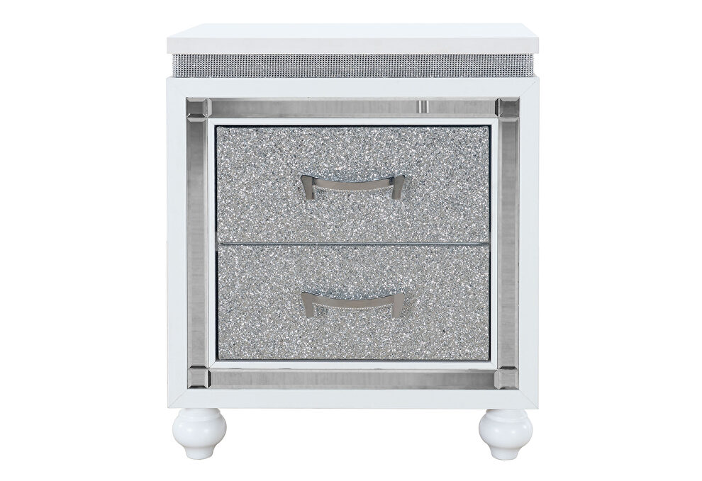 White night stand with crystals in glam style by Global