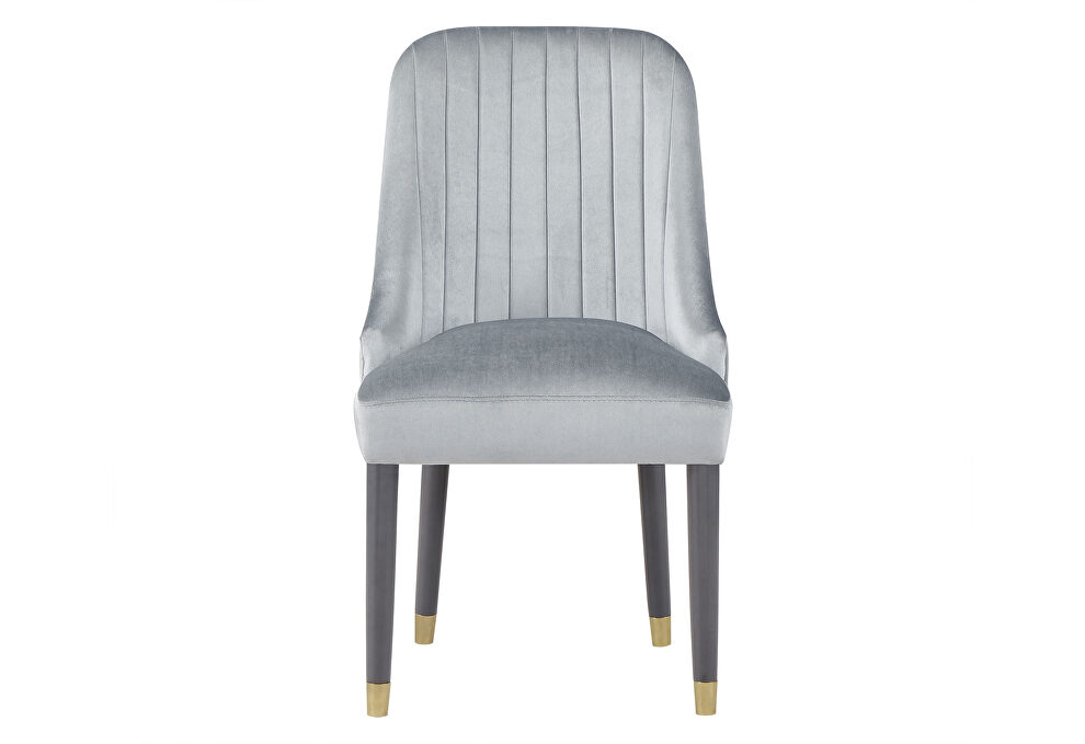 Grey velvet dining chair by Global