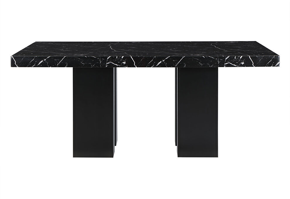 Dining table with black faux marble top by Global