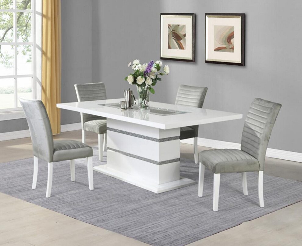 Silver glitter glam style dining table by Global