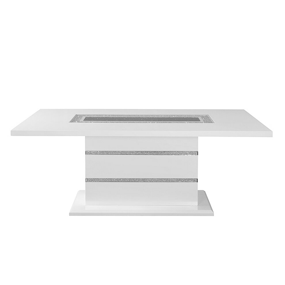 Silver glitter glam style white dining table by Global