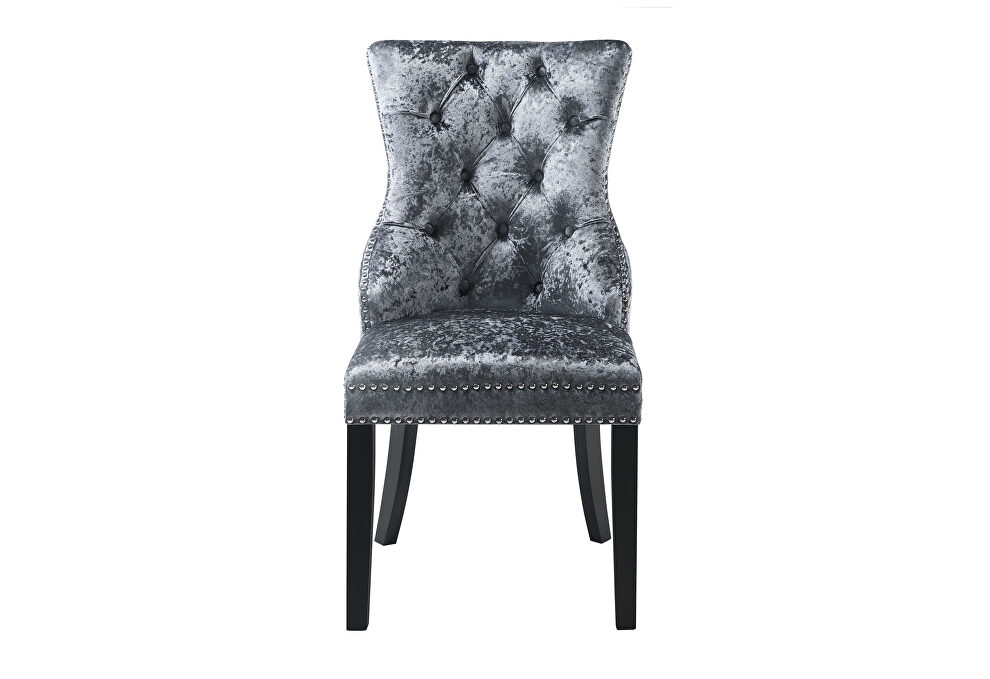 Crushed velvet fabric elegant tufted back dining chair by Global