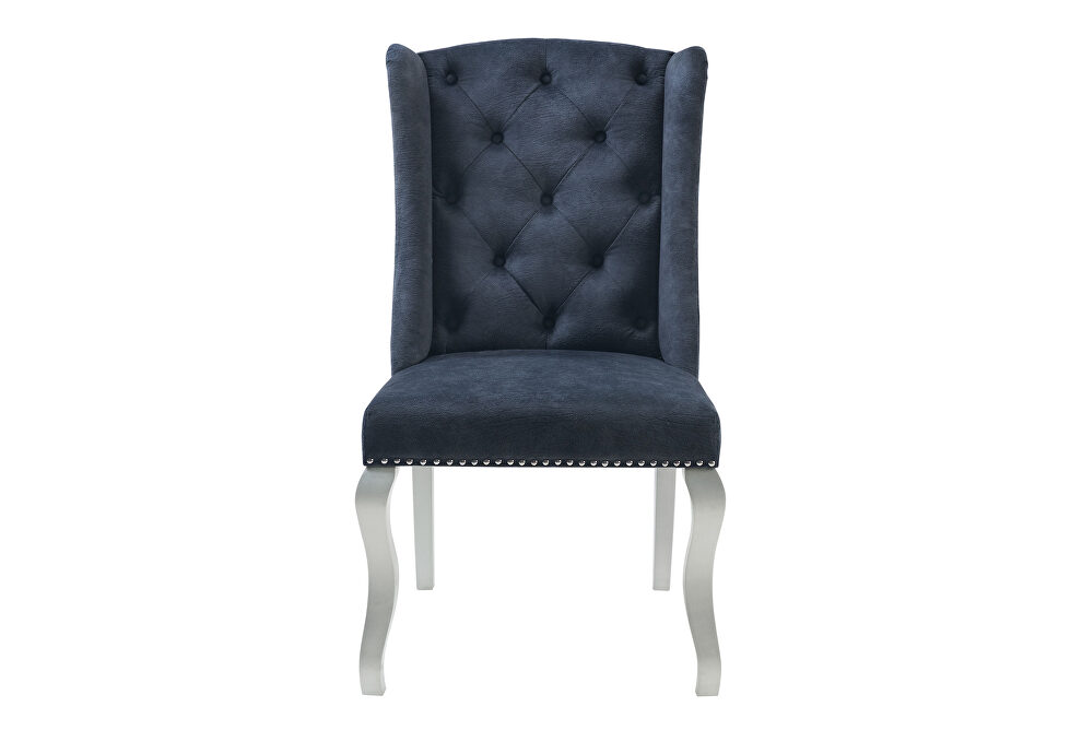 Wingback design tufted chair in midnight fabric by Global