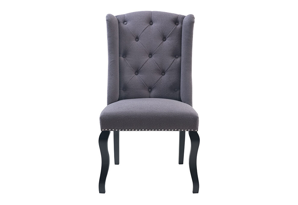 Wingback design tufted chair in dark gray fabric by Global
