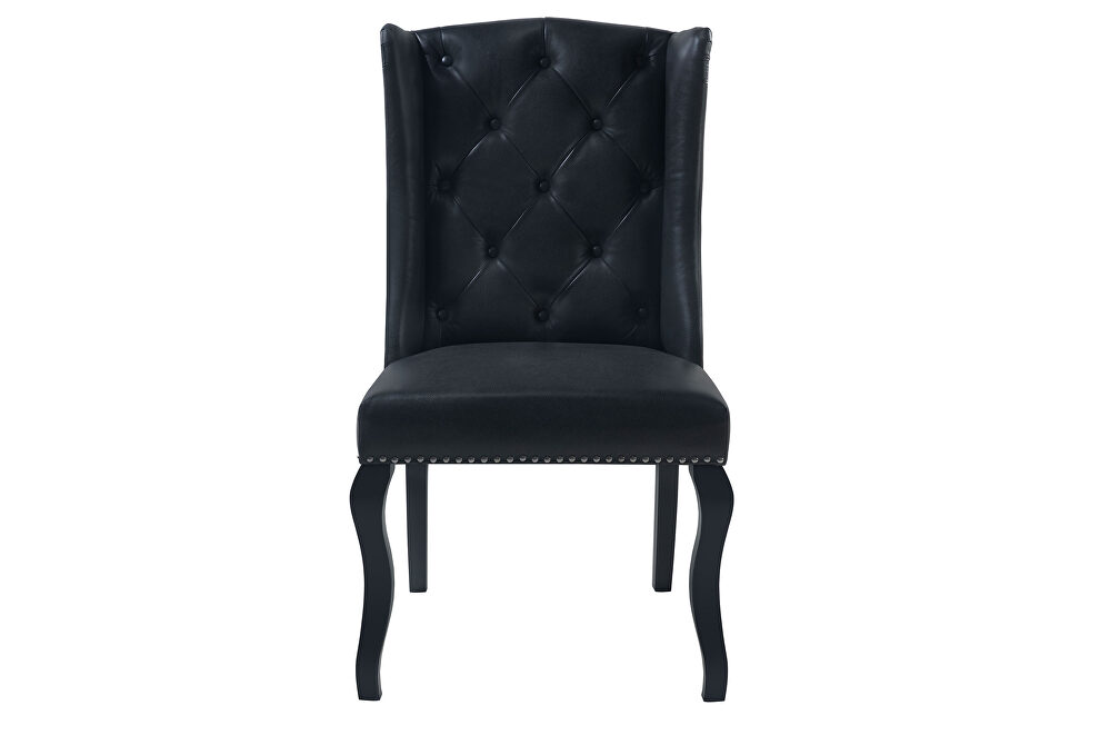 Wingback design tufted chair in charcoal fabric by Global