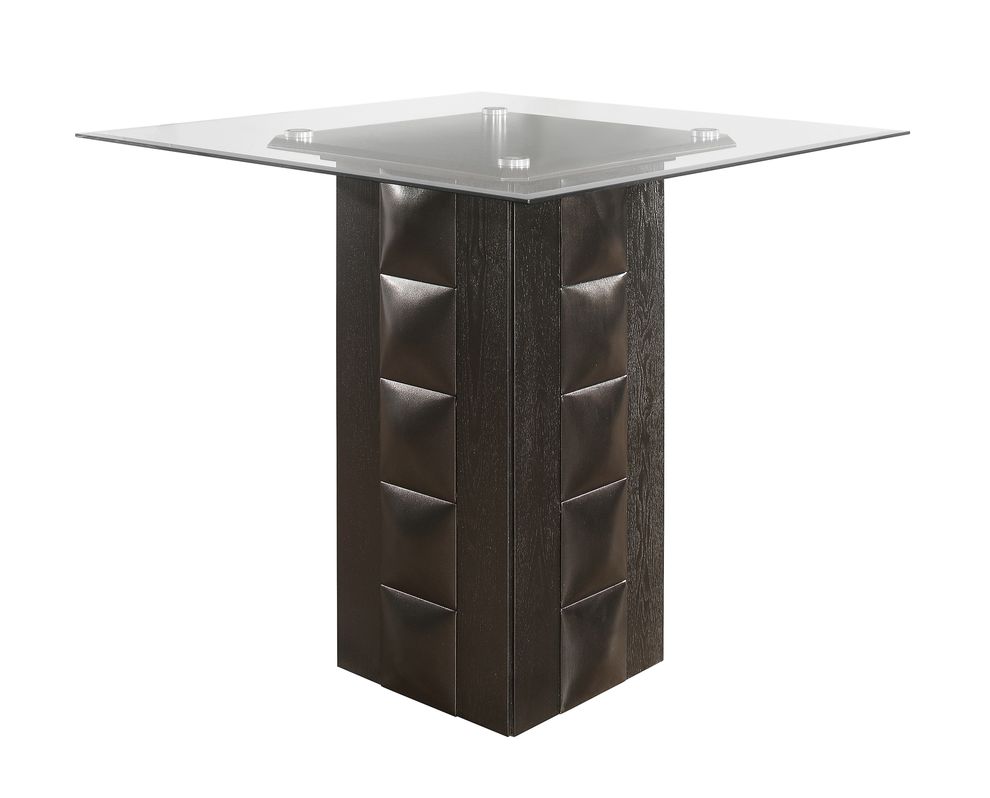 Grey square glass top brown bar table by Global