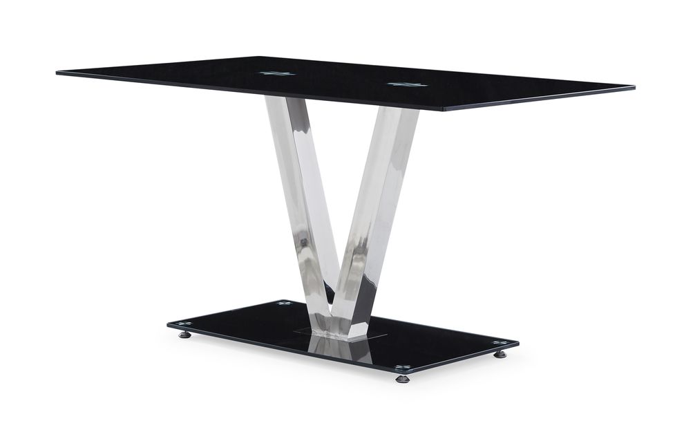 Black / silver v-shape base dining table by Global