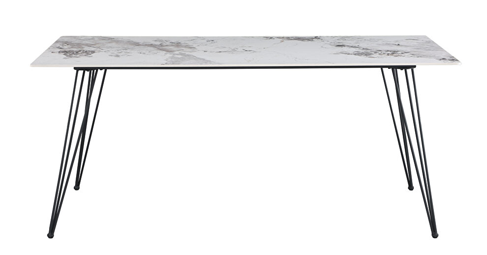 Simplistic marble-like surface black/white table top by Global