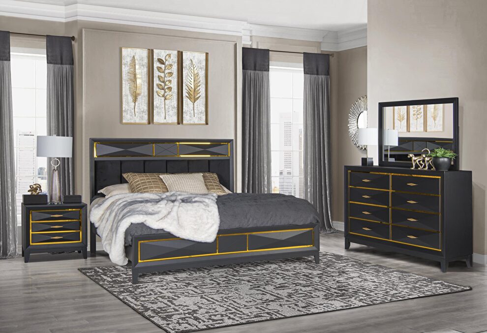 Black / gold dramatic stylish bed by Global