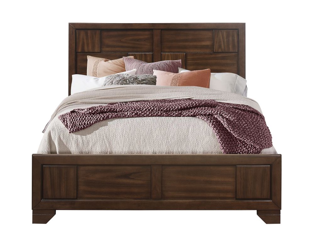 Brown finish casual style king size bed by Global