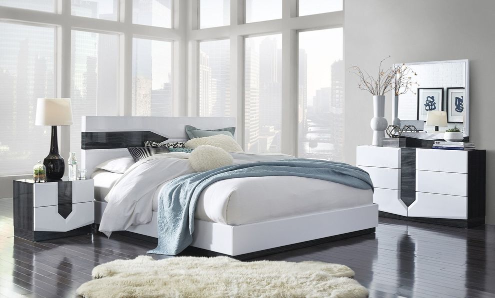 White ultra-modern king bed by Global