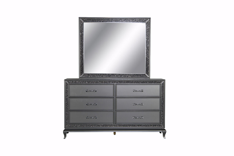 Contemporary gray glam style dresser by Global