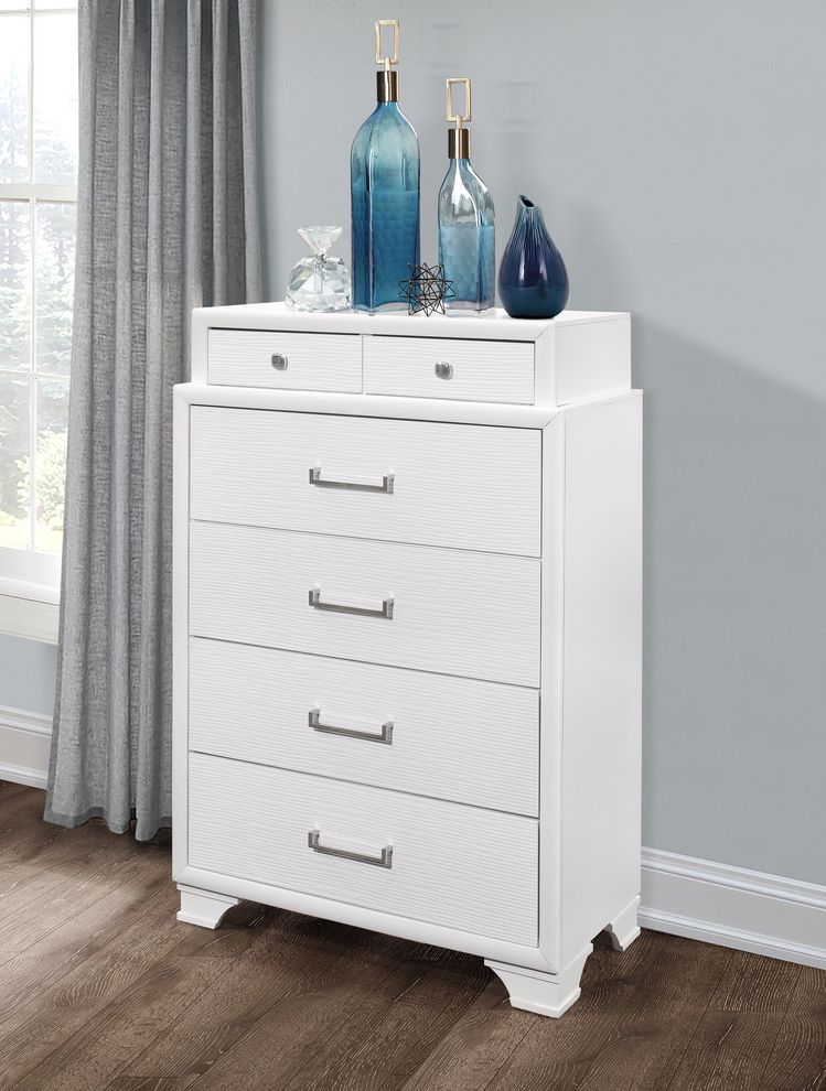 Rubberwood white finish chest by Global