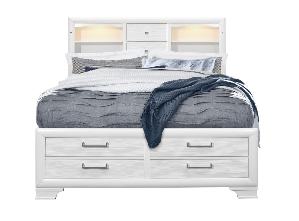 Rubberwood storage full bed w/ plenty of drawers by Global