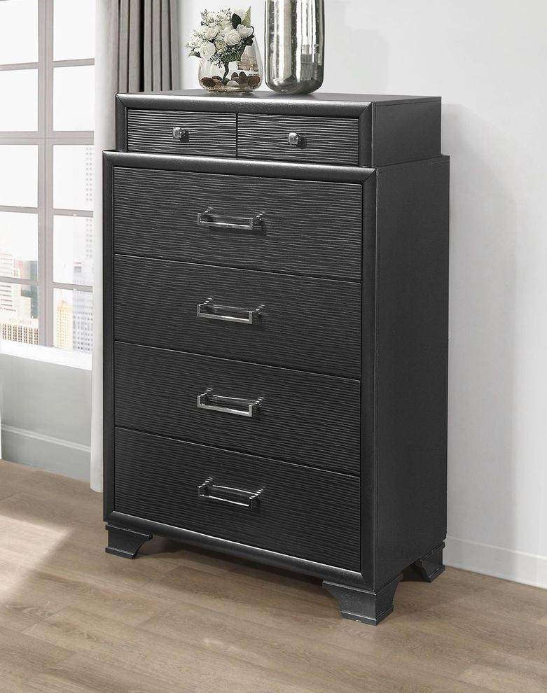 Rubberwood chest in gray by Global