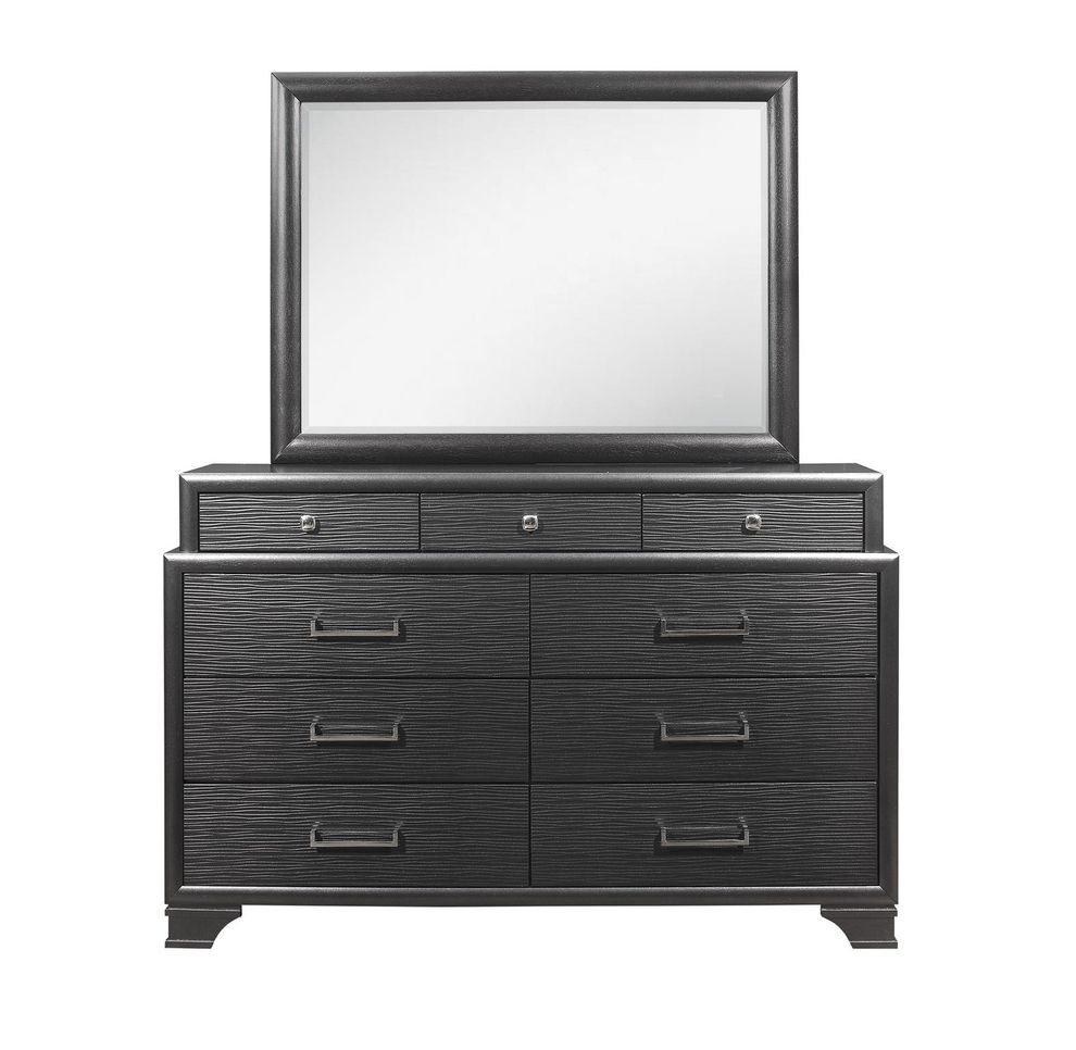 Rubberwood gray dresser w/ 9 drawers by Global