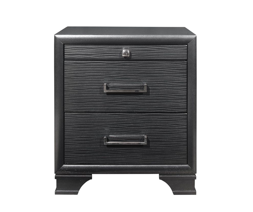 Rubberwood gray 3-drawer nightstand by Global
