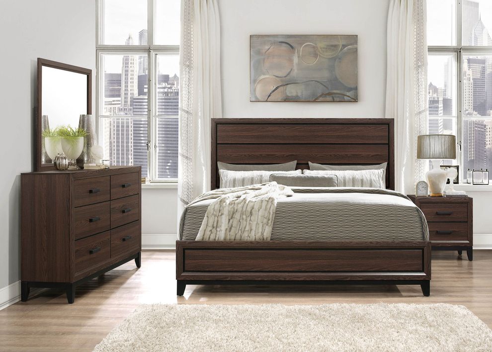 Brown contemporary style casual king bed by Global