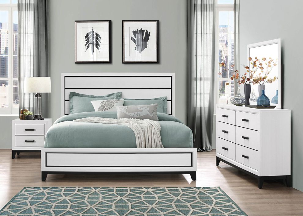 White contemporary style casual king bed by Global
