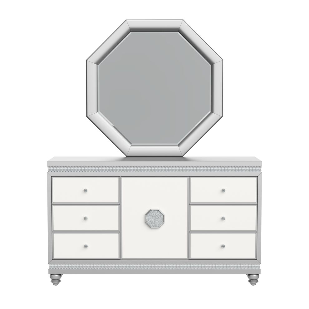 Silver/white contemporary style dresser by Global